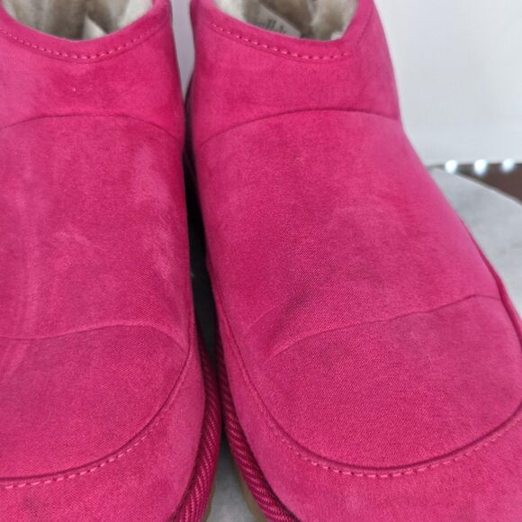 Old Navy Slippers Womens Size 8 Pink Faux Suede Sherpa Lined Indoor Outdoor - Picture 12 of 12